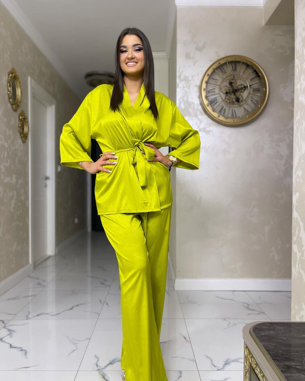 Σετ σατέν κιμονό σατέν σετ για καλεσμένη σετ με κιμονό σατέν μεταξωτό κιμονό καλοκαιρινό σετ