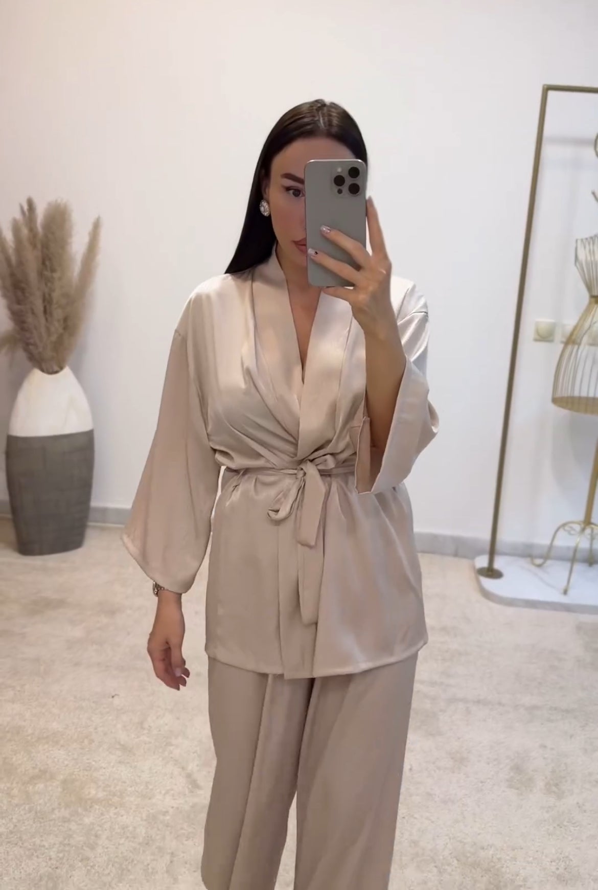 Σετ σατέν κιμονό σατέν σετ για καλεσμένη σετ με κιμονό σατέν μεταξωτό κιμονό καλοκαιρινό σετ