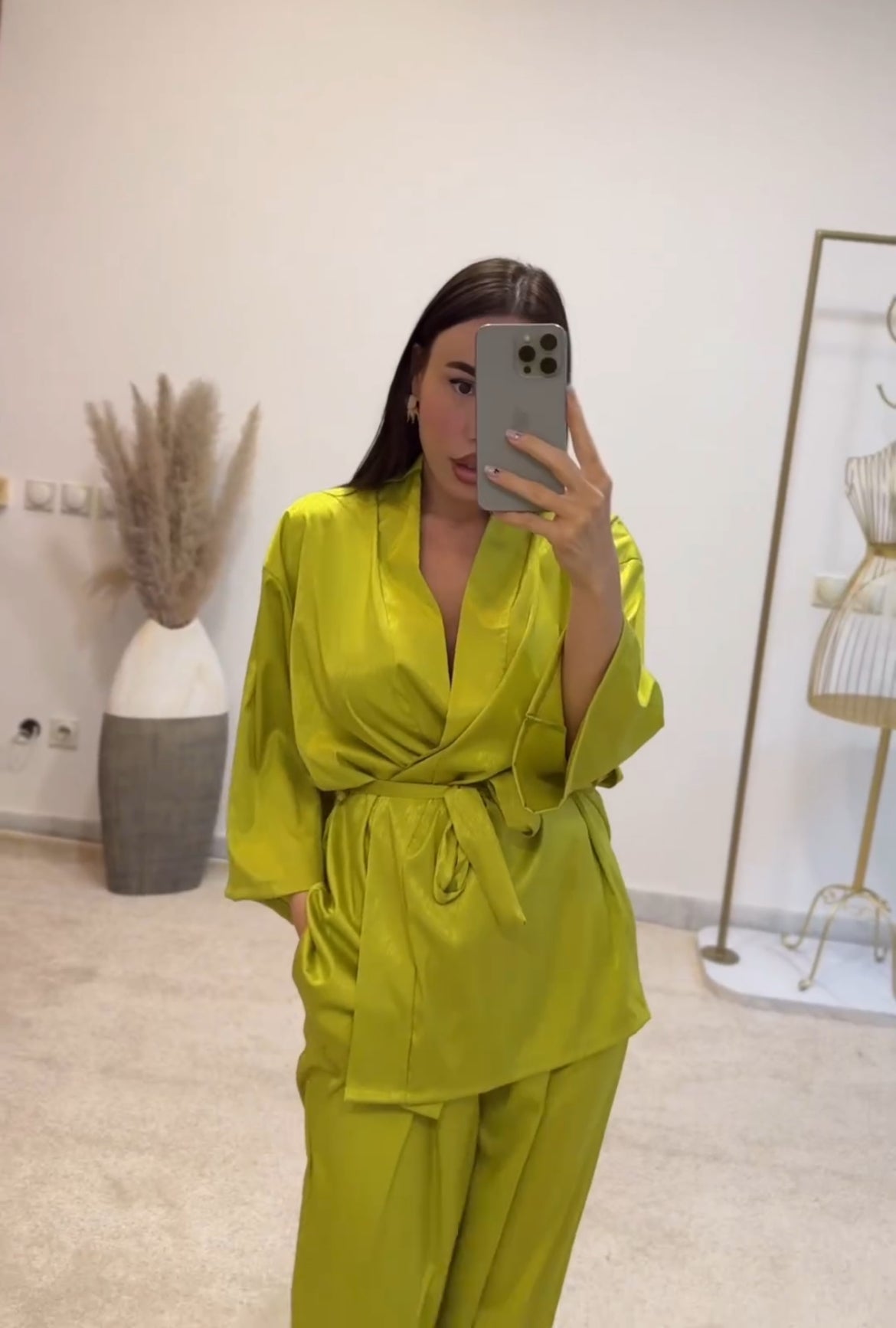 Σετ σατέν κιμονό σατέν σετ για καλεσμένη σετ με κιμονό σατέν μεταξωτό κιμονό καλοκαιρινό σετ