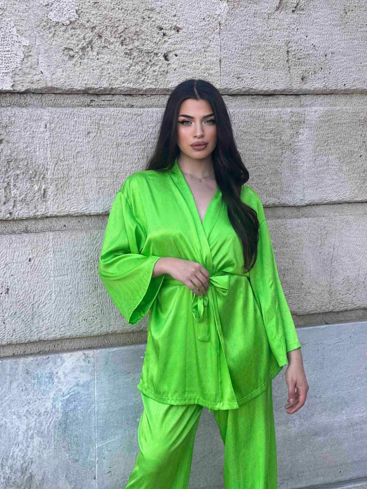 Σετ σατέν κιμονό σατέν σετ για καλεσμένη σετ με κιμονό σατέν μεταξωτό κιμονό καλοκαιρινό σετ