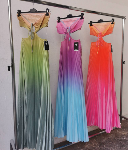 Πλισέ πολύχρωμο φόρεμα ombre