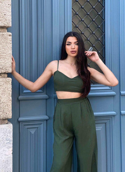 Σετ με μπούστο και ψηλόμεση παντελόνα