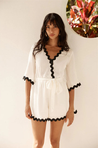 Ολόσωμο σορτσάκι ολόσωμο σορτς jumpsuit playsuit ολοσωμη φόρμα καλοκαιρινή ολοσωμη ασπρόμαυρο 