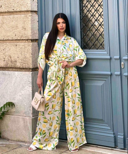 Σατέν oversized σετ με κεράσια
