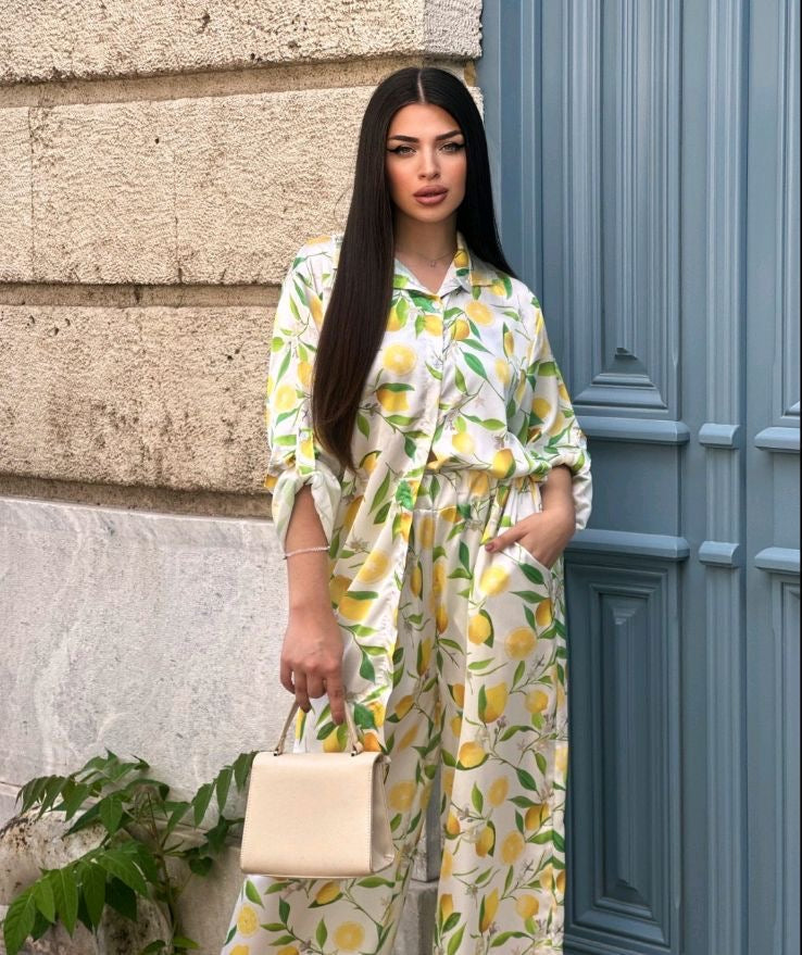 Σατέν oversized σετ με κεράσια