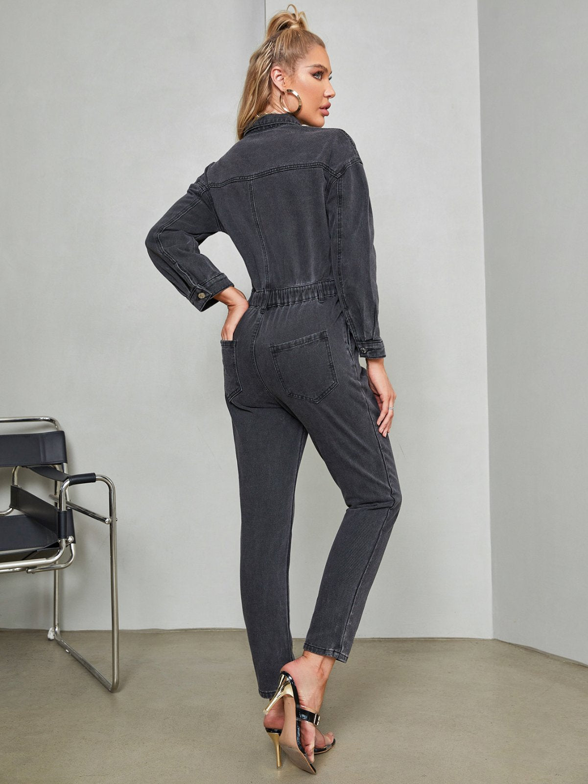 Ολοσωμη φορμα τζιν τζιν ολόσωμη denim jumsuit denim jean jumpsuit τζίν φόρμα μακρυμανικη γυναικεια ρουχα δωρεαν αποστολη εκπτωση εκπτωσεις προσφορες ρουχα