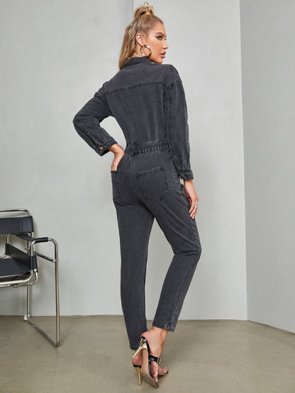 Ολοσωμη φορμα τζιν τζιν ολόσωμη denim jumsuit denim jean jumpsuit τζίν φόρμα μακρυμανικη γυναικεια ρουχα δωρεαν αποστολη εκπτωση εκπτωσεις προσφορες ρουχα