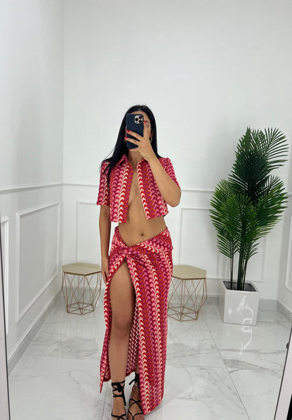 Boho σετ με δετή φούστα