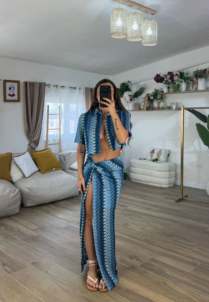 Boho σετ με δετή φούστα