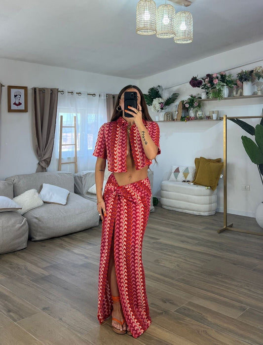Boho σετ με δετή φούστα
