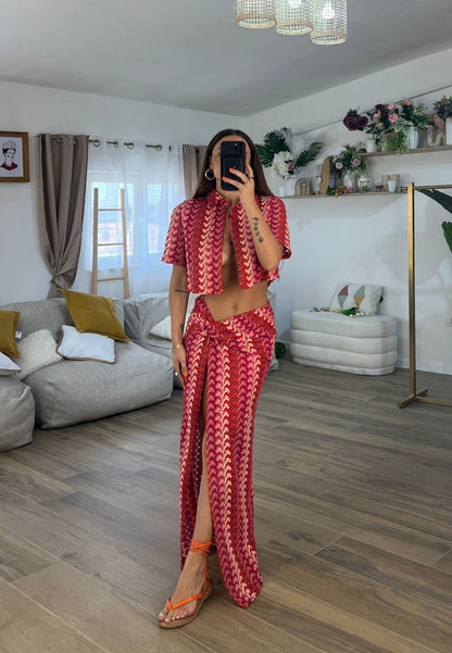 Boho σετ με δετή φούστα