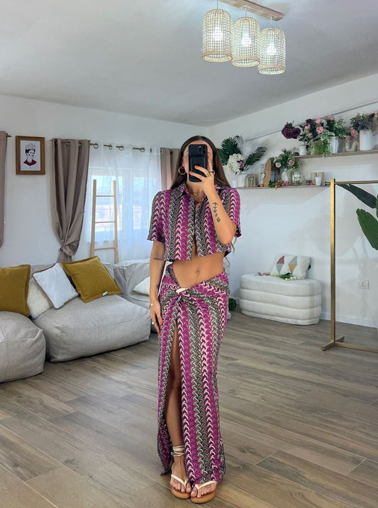 Boho σετ με δετή φούστα