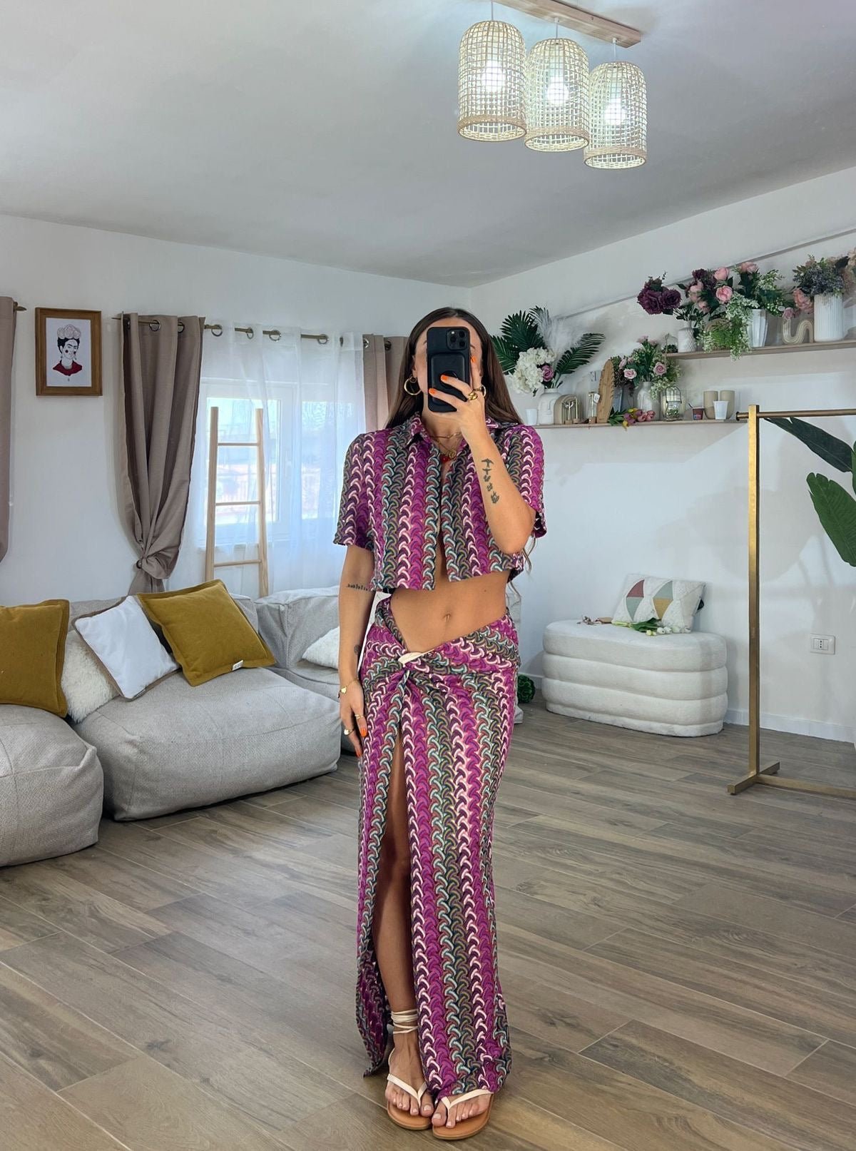 Boho σετ με δετή φούστα