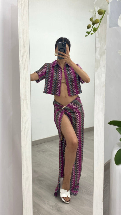 Boho σετ με δετή φούστα