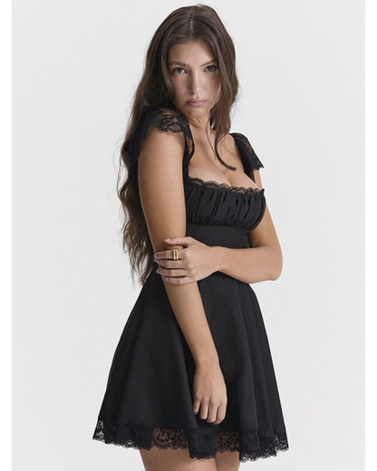 Μινι φόρεμα babydoll με δαντέλα