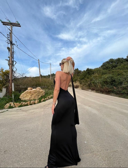 Ελαστικό φόρεμα με δέσιμο στο λαιμό